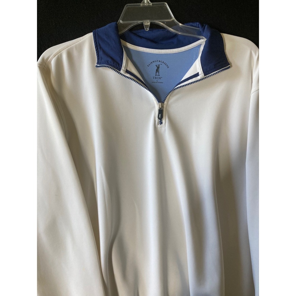 Fairway & Greene Tech Mens Large White Quarter Zip Golf Pullover Lancaster CC